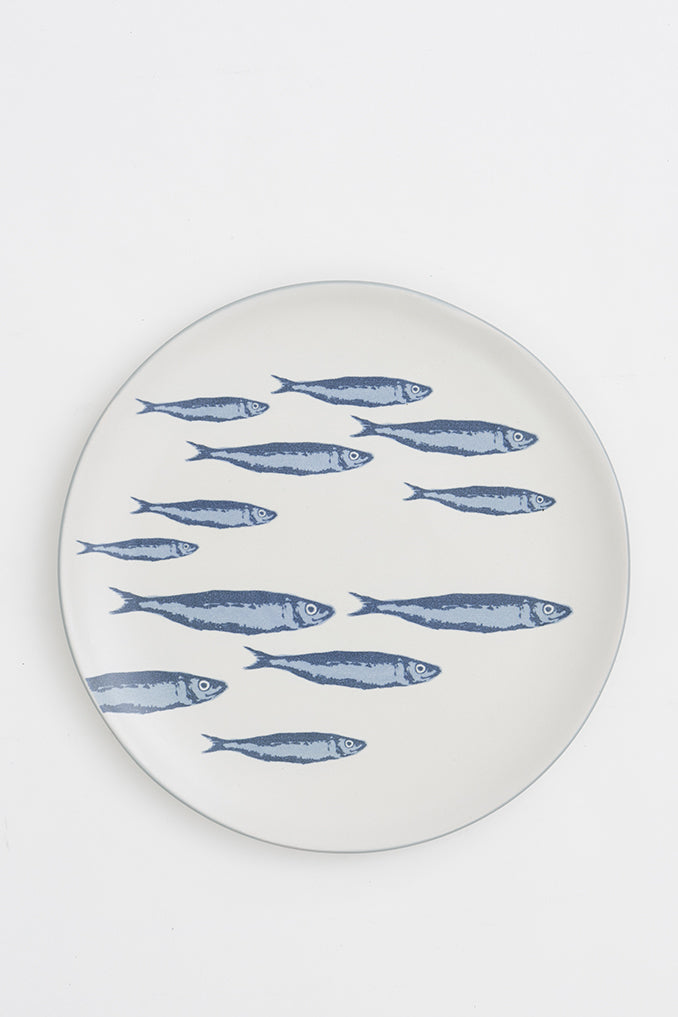 School Of Fish Platter, White/Blue, : 13-In - H: 1-In