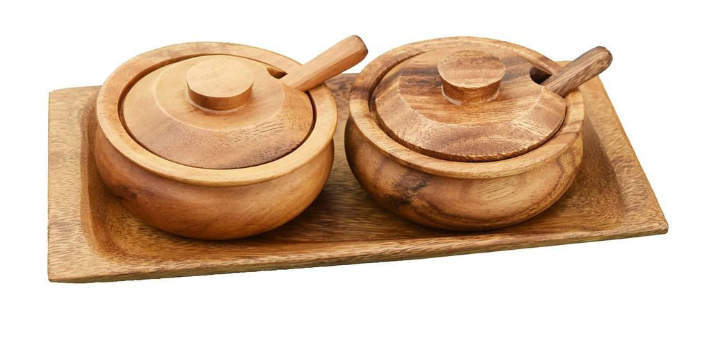 Acaciaware 7-pc Condiment Set, 9-in x 4-in
