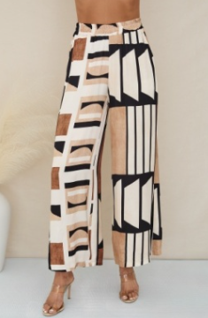 Geometric Multi Color Print Pant w Pockets