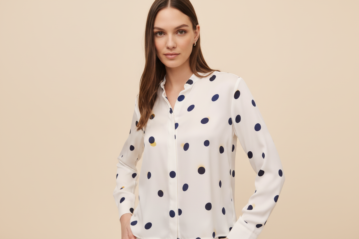 Clean Split Back Button Down - Spring Dots Print