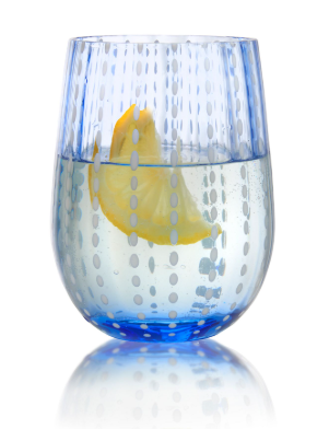 Dash Stemless Wine S/2 - Light Blue/White Dash
