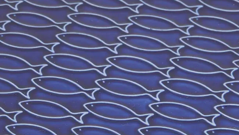 Fish Patterned Plate, Cobalt, 11.8"