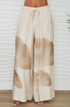 Gingko Print Wide Leg Palazzo Pant