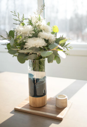 Resin Accented Vase with Bamboo Base