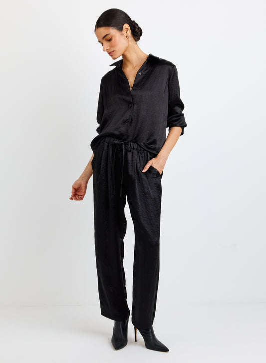 Poull On Slouchy Trouser W/ Elastic Waist + Tie