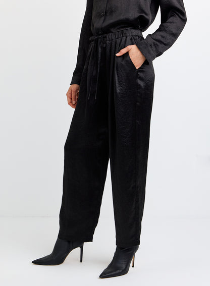 Poull On Slouchy Trouser W/ Elastic Waist + Tie