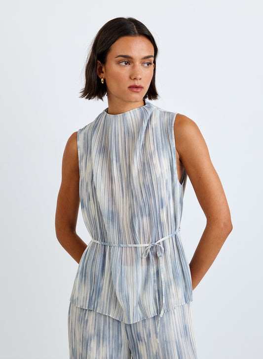 Mock Neck Top W/ Tie Belt