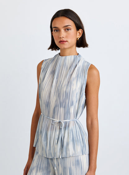 Mock Neck Top W/ Tie Belt