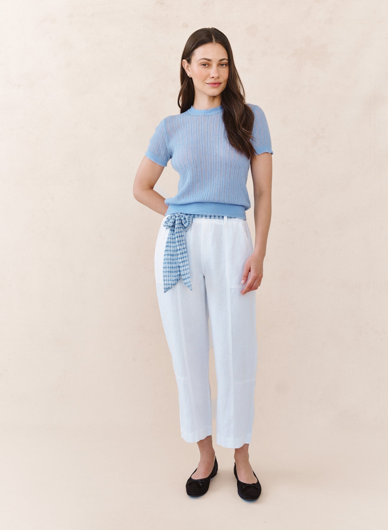 B3395-E97-396 - SEAM PANT WITH PRINTED SASH