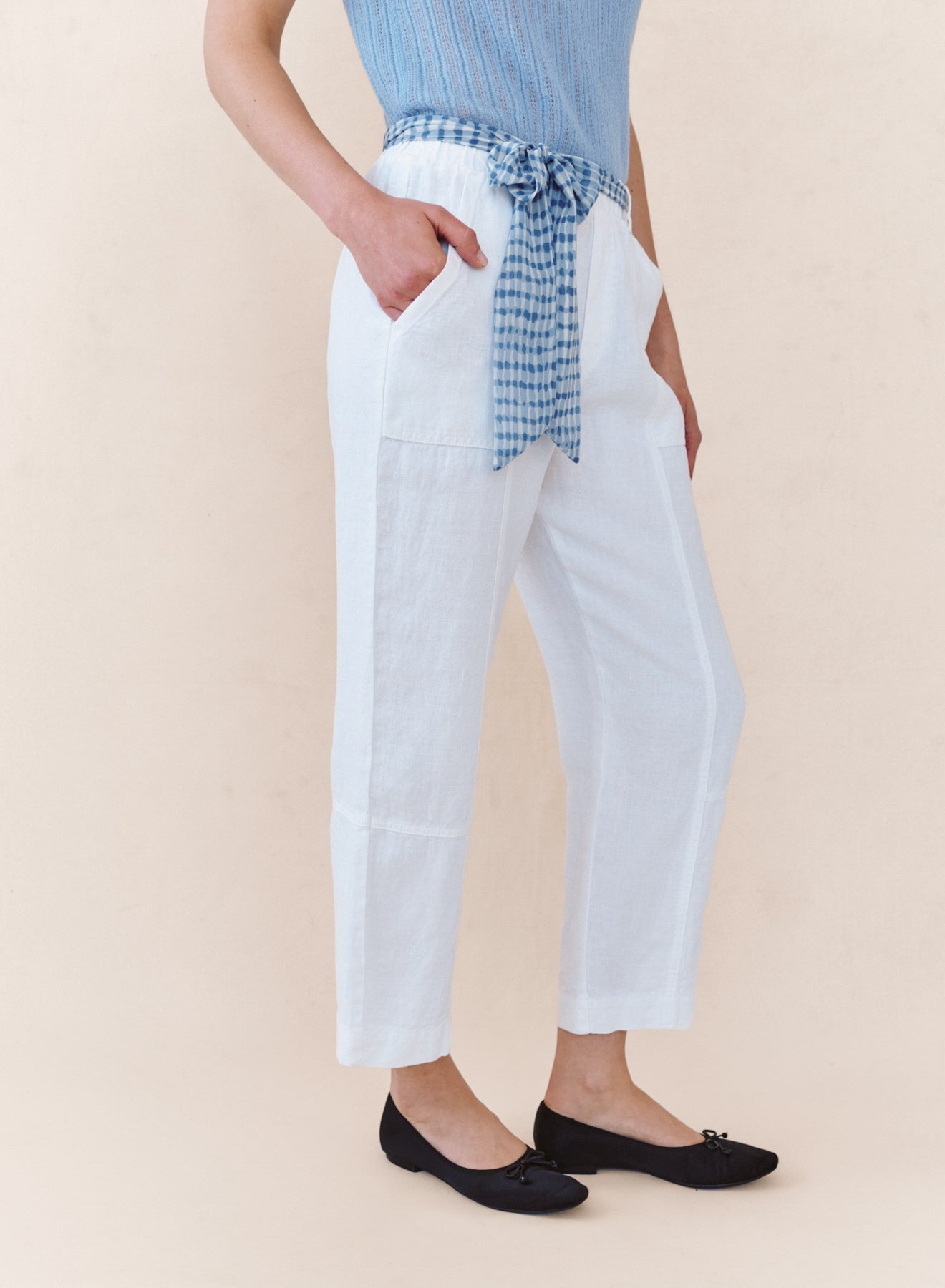 B3395-E97-396 - SEAM PANT WITH PRINTED SASH