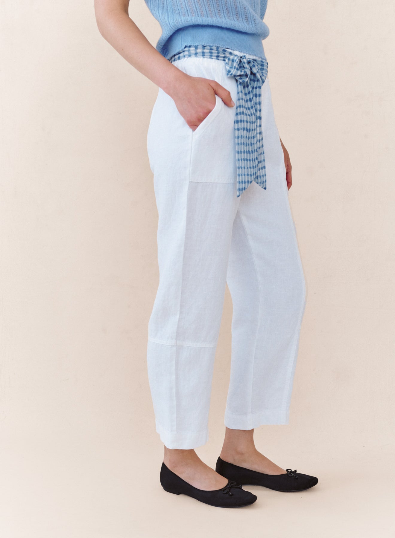 B3395-E97-396 - SEAM PANT WITH PRINTED SASH