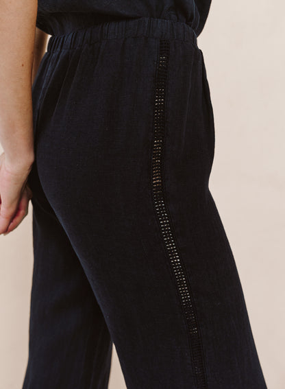 B3483-331-302 - BEACH PANT WITH LATTICE STRIPE