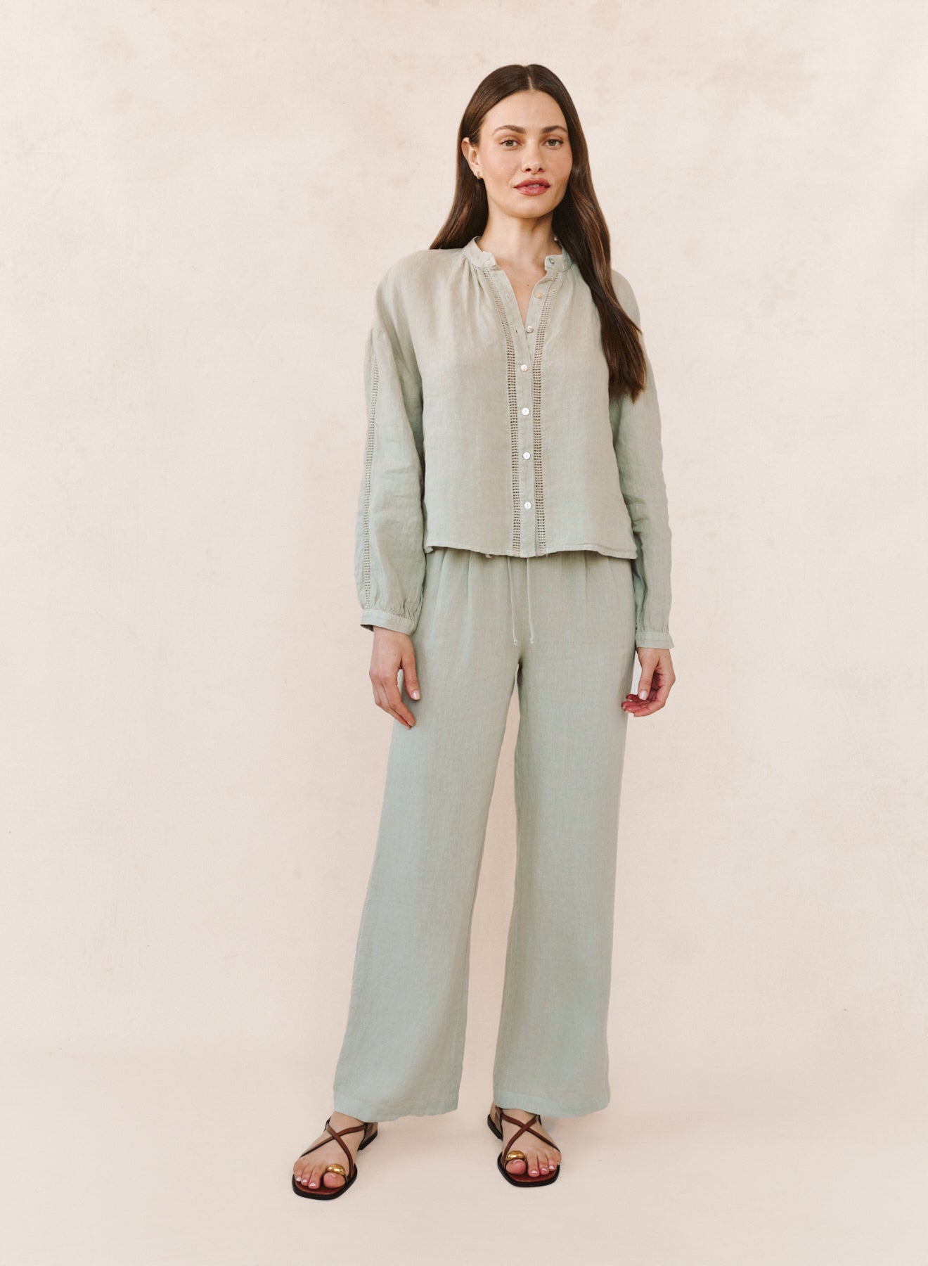 B3483-331-302 - BEACH PANT WITH LATTICE STRIPE