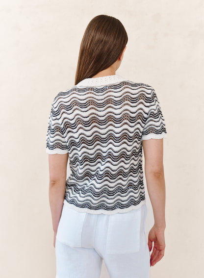 B2285-K78-304 - SHORT SLEEVE COLLAR SWEATER