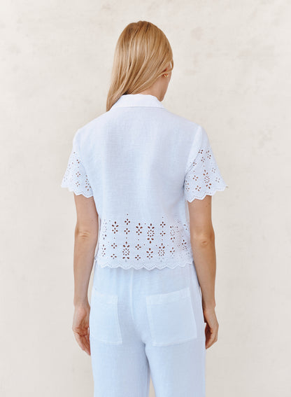 B2527-K74-396 - SHORT SLEEVE EMBROIDERED BUTTON DOWN
