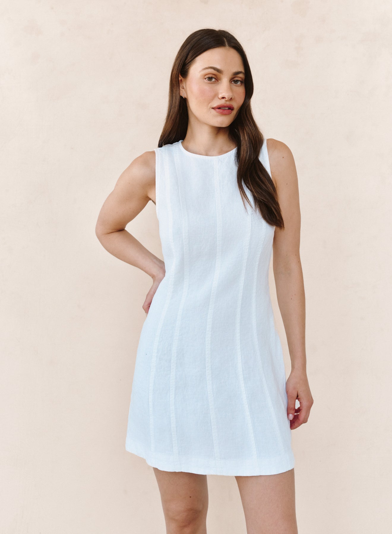 B6621-E97-302 - SEAMED ZIP BACK MINI DRESS