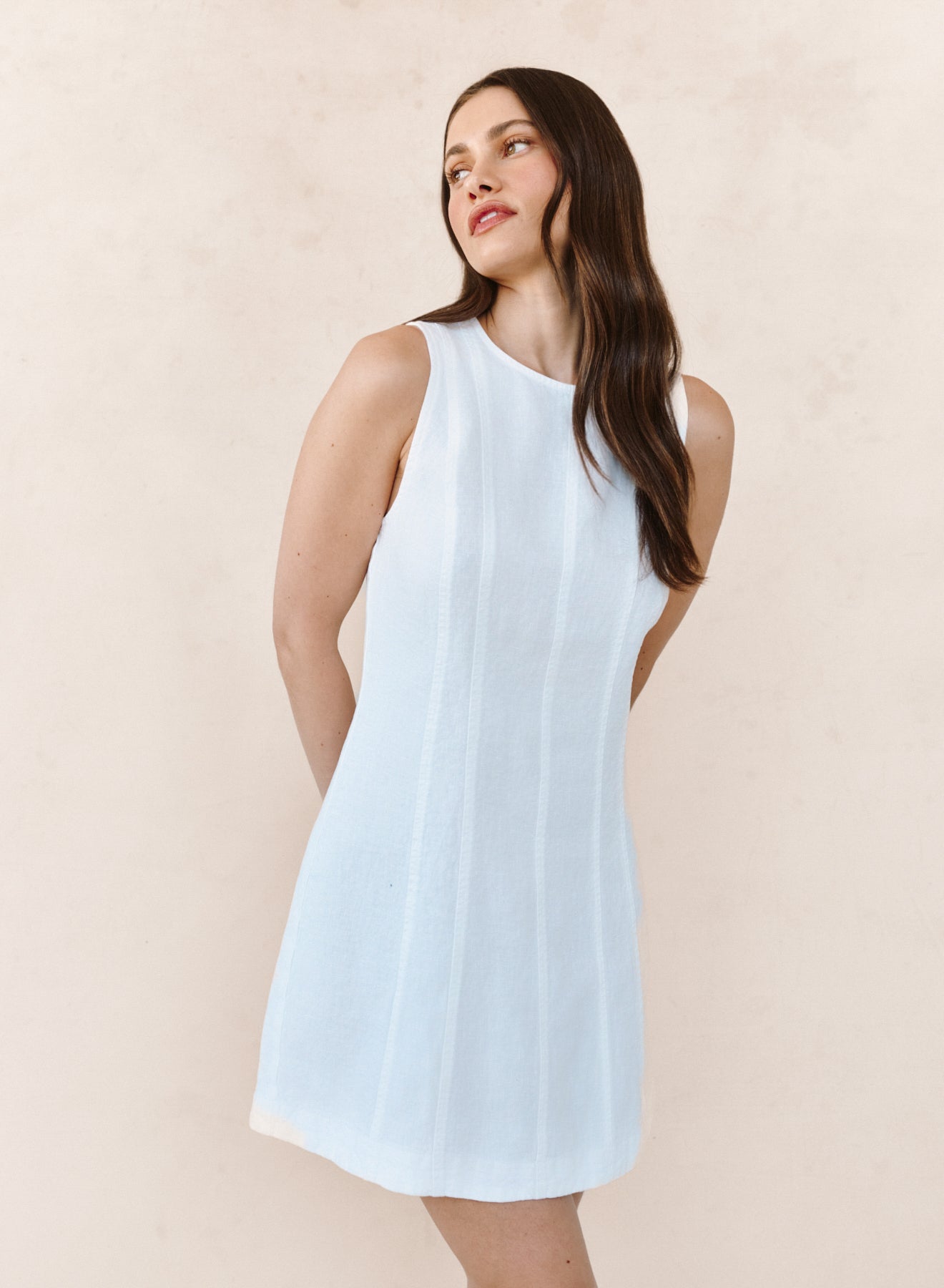 B6621-E97-302 - SEAMED ZIP BACK MINI DRESS