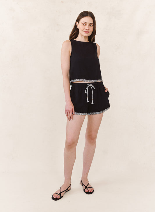 B2178-795-302 - SLEEVELESS FRAY TRIM TANK