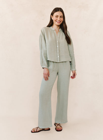 B2482-331-302 - MANDARIN COLLAR TRIMMED BUTTON DOWN