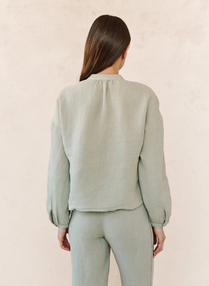 B2482-331-302 - MANDARIN COLLAR TRIMMED BUTTON DOWN