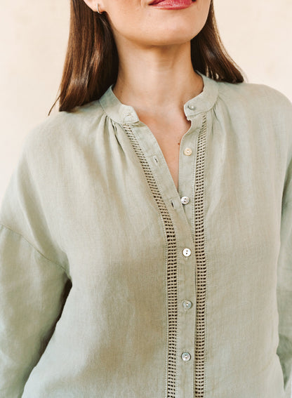B2482-331-302 - MANDARIN COLLAR TRIMMED BUTTON DOWN