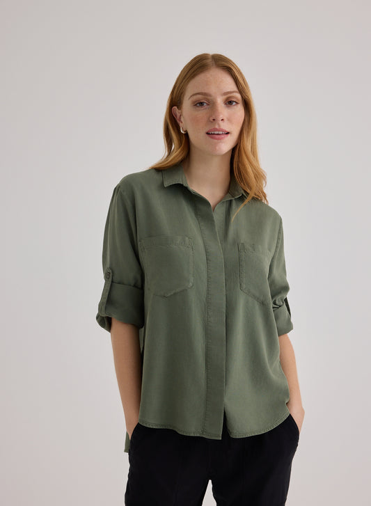 Split Back Button Down