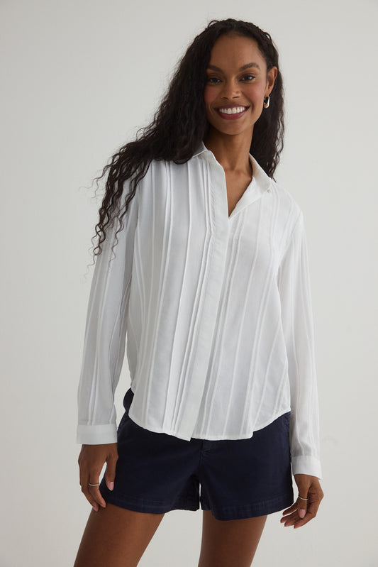 Pintuck Hidden Placket Shirt