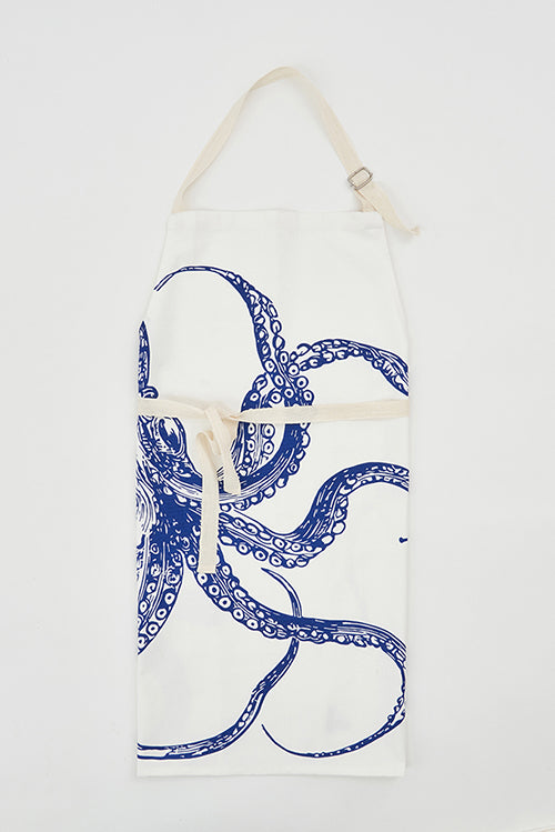 Blue Octopus Apron, Hvy Cotton, L: 25-In - H: 31.4-In