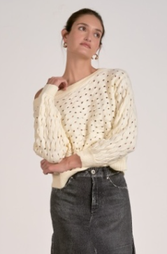 Elan Open Knit Wide Neck Sweater
