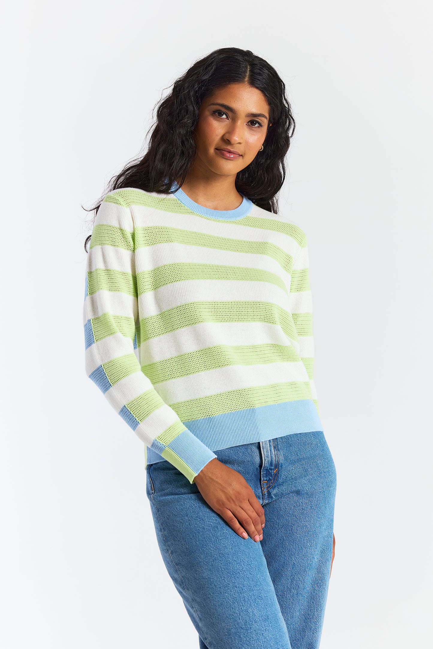 MESH STRIPE CREW