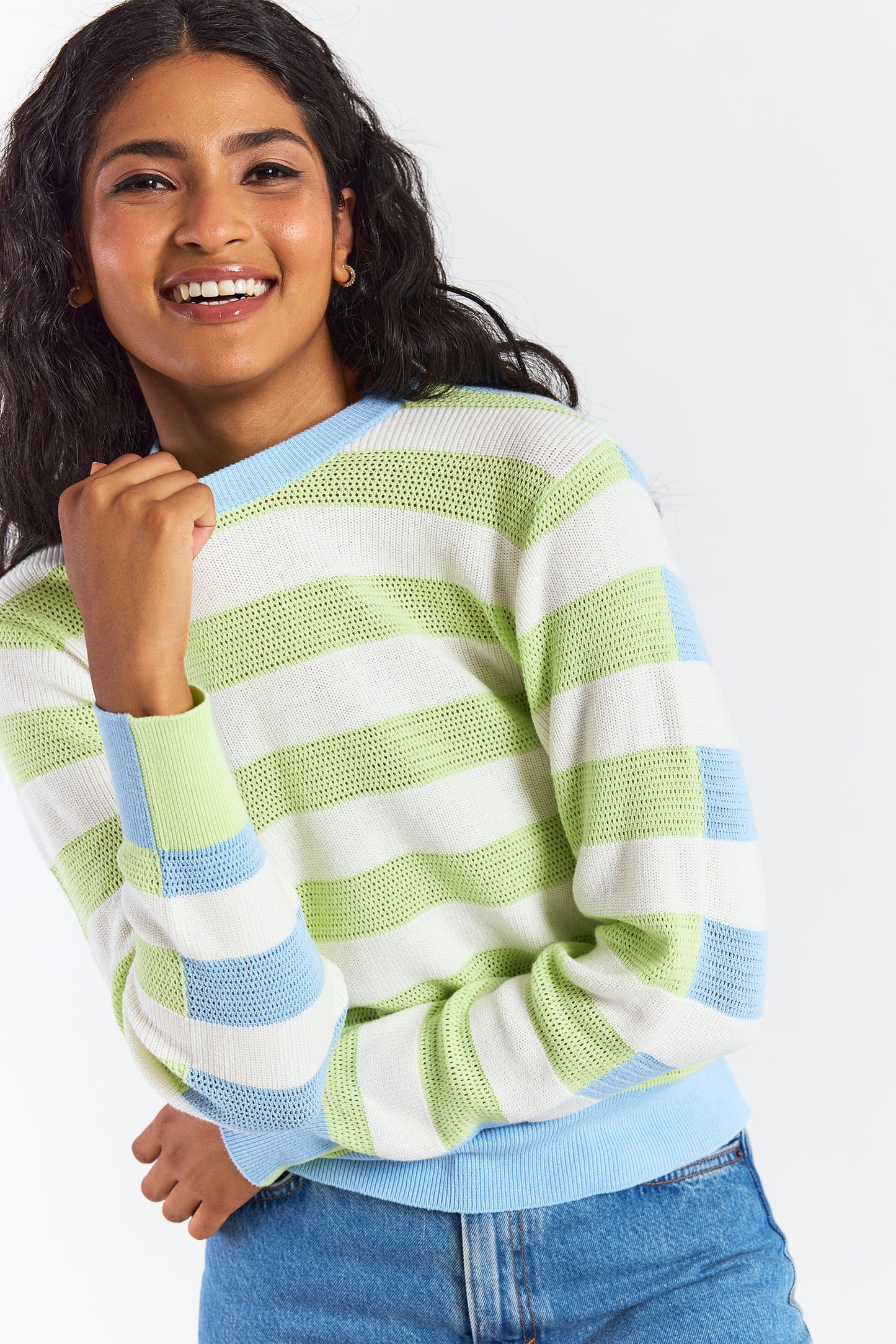 MESH STRIPE CREW