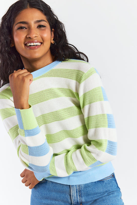 MESH STRIPE CREW