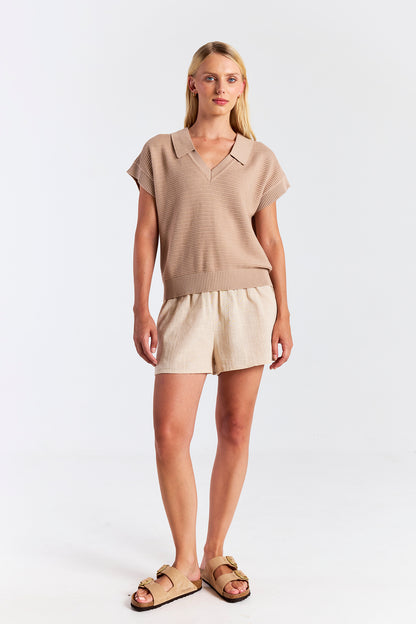 RIPPLED V NECK VEST