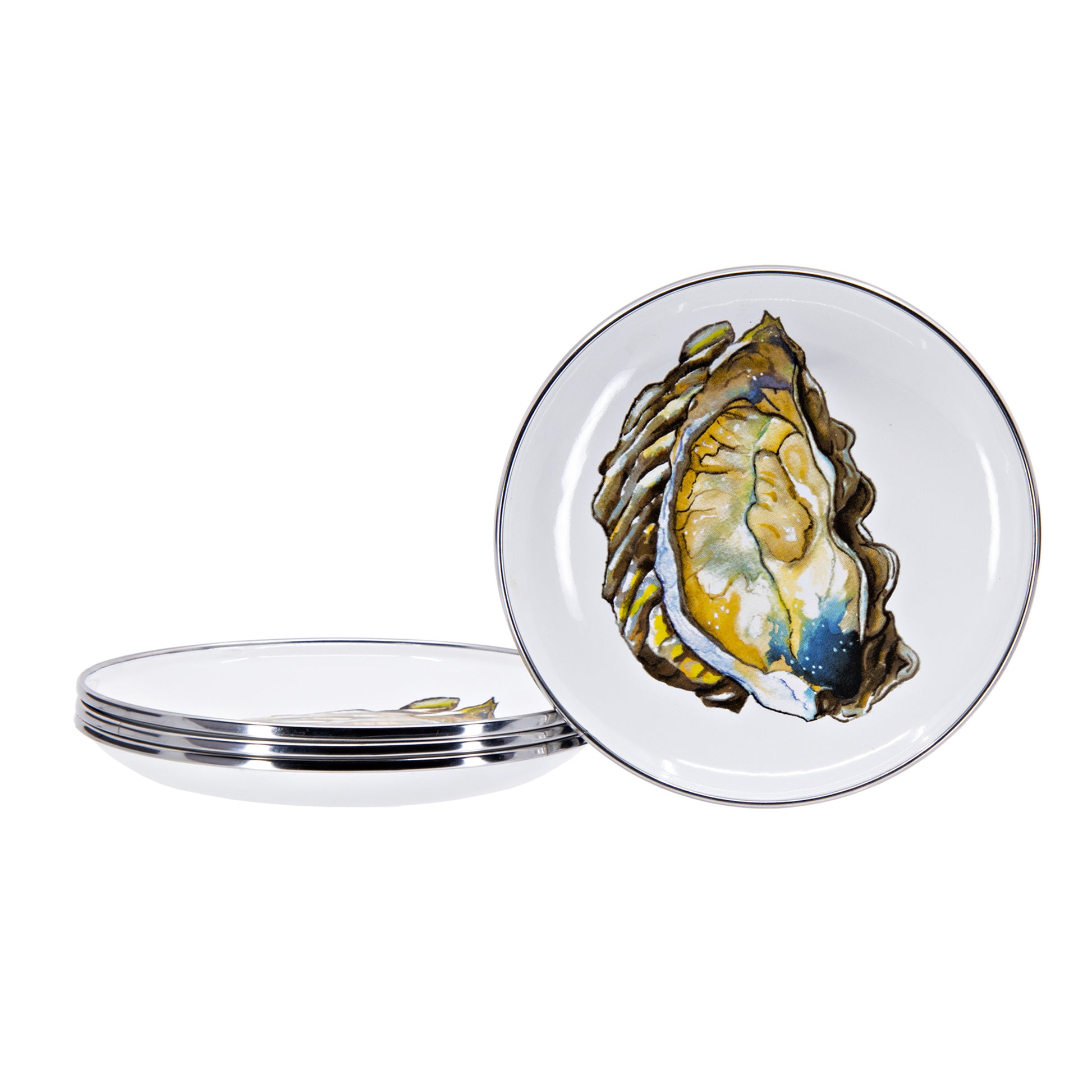 Set Of 4 Oyster Appetizer Plates by Golden Rabbit | MIMI