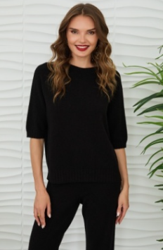 Rib Cuff Hem Crew Neck Sweater Knit Top