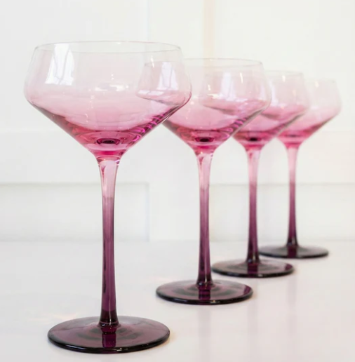 Chrysanthemum Coupe Glass Set of 4 - Byrdeen