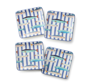 Something Fishy Canape Plates 6in, set of 4