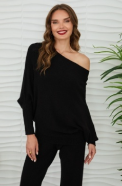 Ribbed Cuf/Hem Asymmetrical Sweater Knit Top