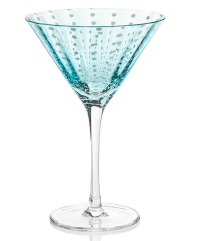 Portofino White Dot Martini - Aqua Blue (Set of 2)