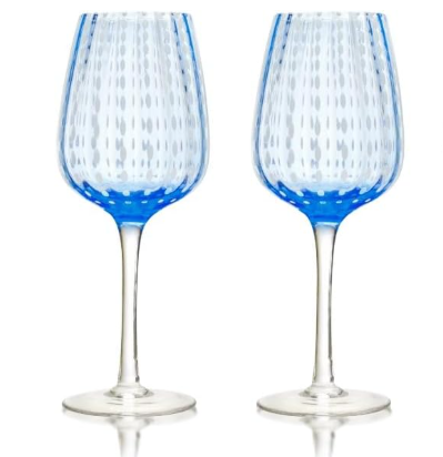 Dash Wine Stem S/2 - Light Blue/White Dash