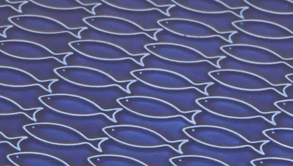 Fish Patterned Plate, Cobalt, 11.8"