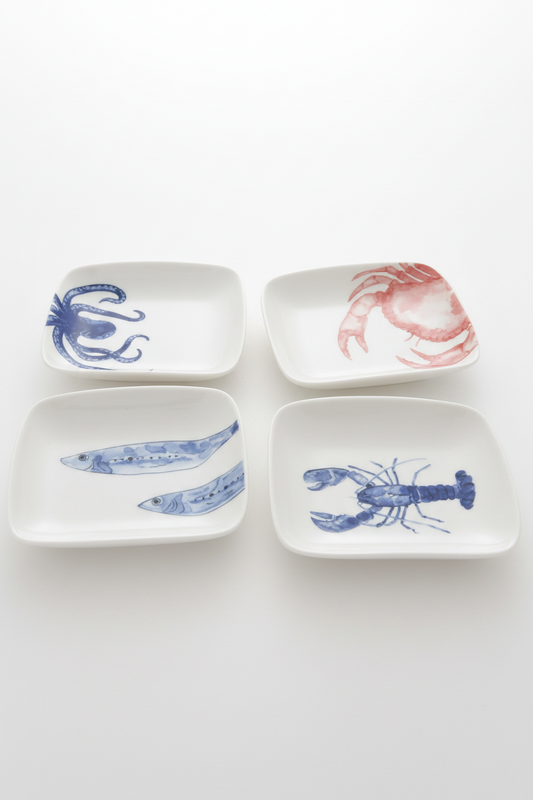 Marine Life Plates Ceramic 4.7" x 4.3"