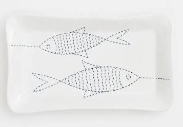 Two Fishes Rectangle Plate 12"x7"