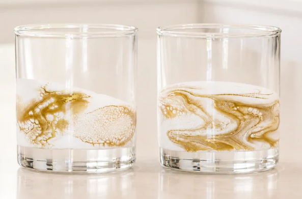 Resin Coated Whiskey Glasses set of 2
