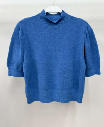 Mock Neck Bubble Shoulder Sleeve Knit Top