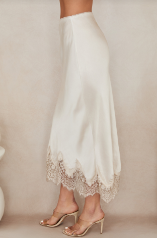 Maxi Skirt with Lace Hem