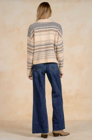Elan V Neck Patterned Sweater