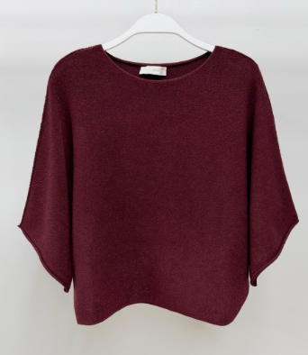 Crew Neck Batwing Knit Top by Milio Milano