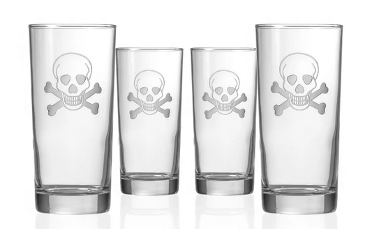 Skull and Crossbones 15oz Cooler Highball Glass | Set of 2 by Rolf