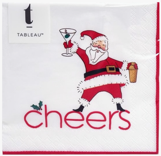 Cocktails with Santa Paper Beverage Napkin